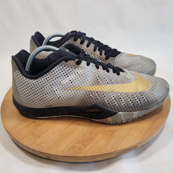 Nike Hyperlive Basketball Sneakers Shoes Men 10 Gray Gold - Picture 3 of 15